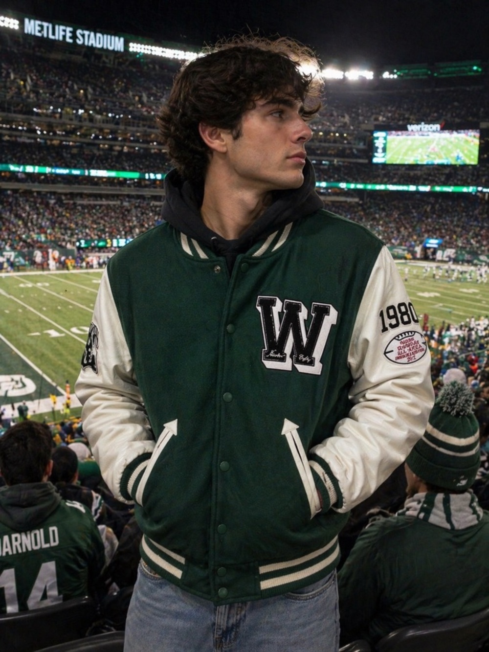 Green & White Varsity Letterman Jacket
